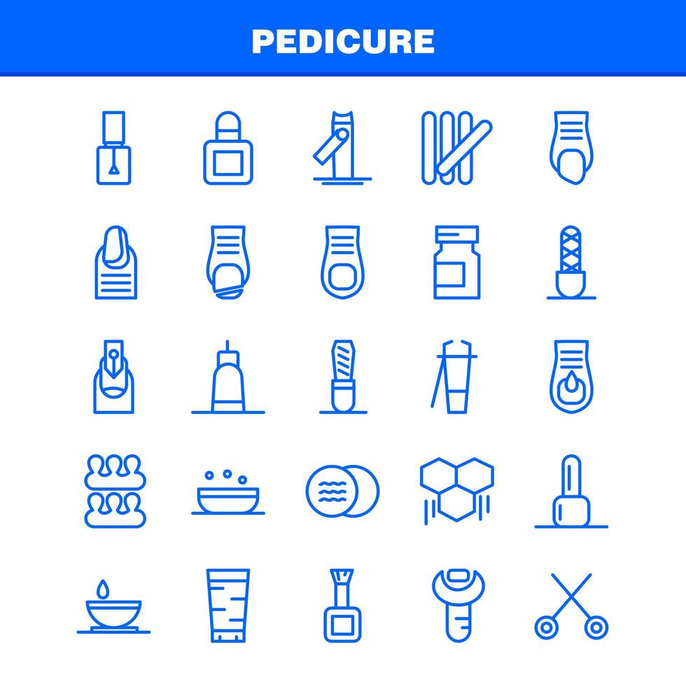 Pediküre-Linien-Icon-Pack für Designer und Entwickler Ikonen der Lotion Lotion Wanne Seife kosmetische Schönheitscreme kosmetischer Vektor