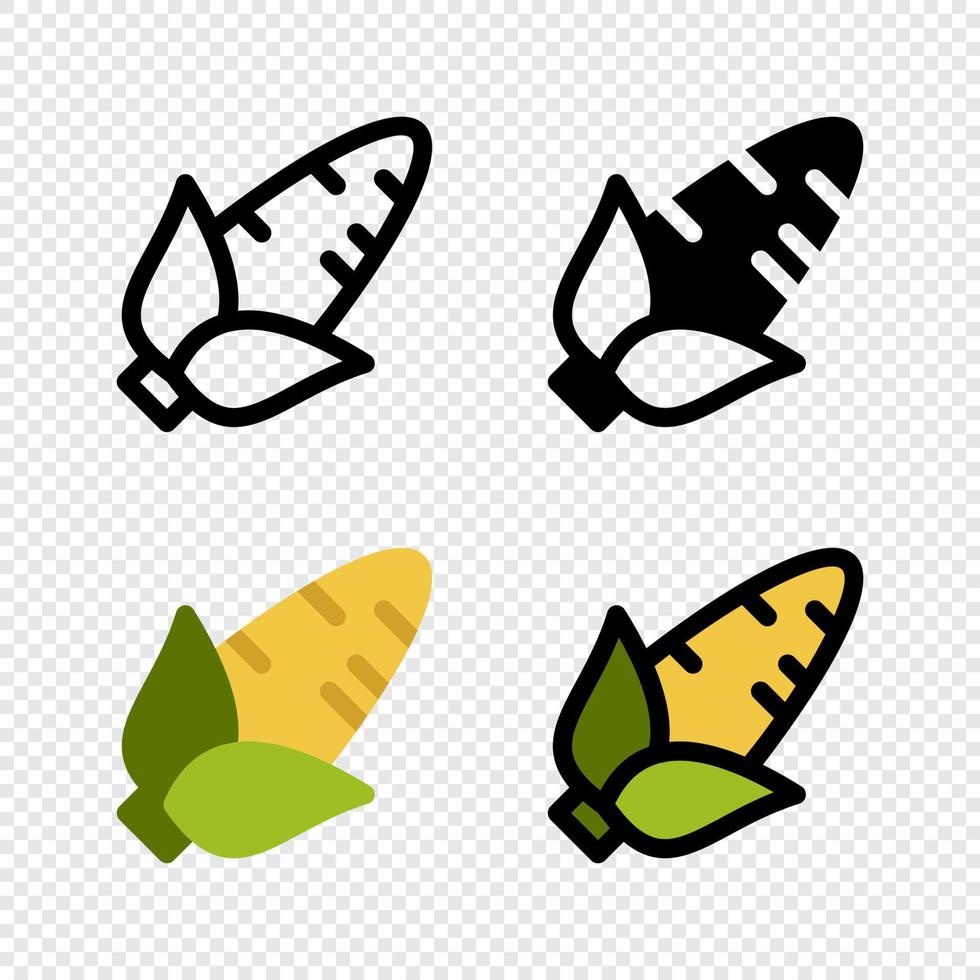 majs mat ikon uppsättning. färgrik tecknad serie majs ikon. majs logotyp. vegetabiliska och mat. diet tecken vektor grafik. vektor illustration