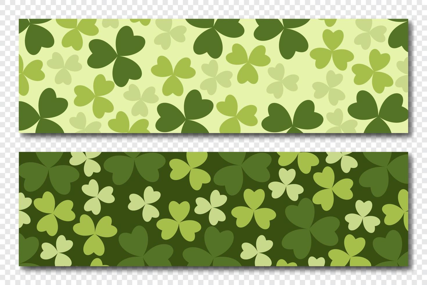 banderoller med vitklöver löv. realistisk grön klöver. vitklöver baner. horisontell bakgrund. vektor illustration