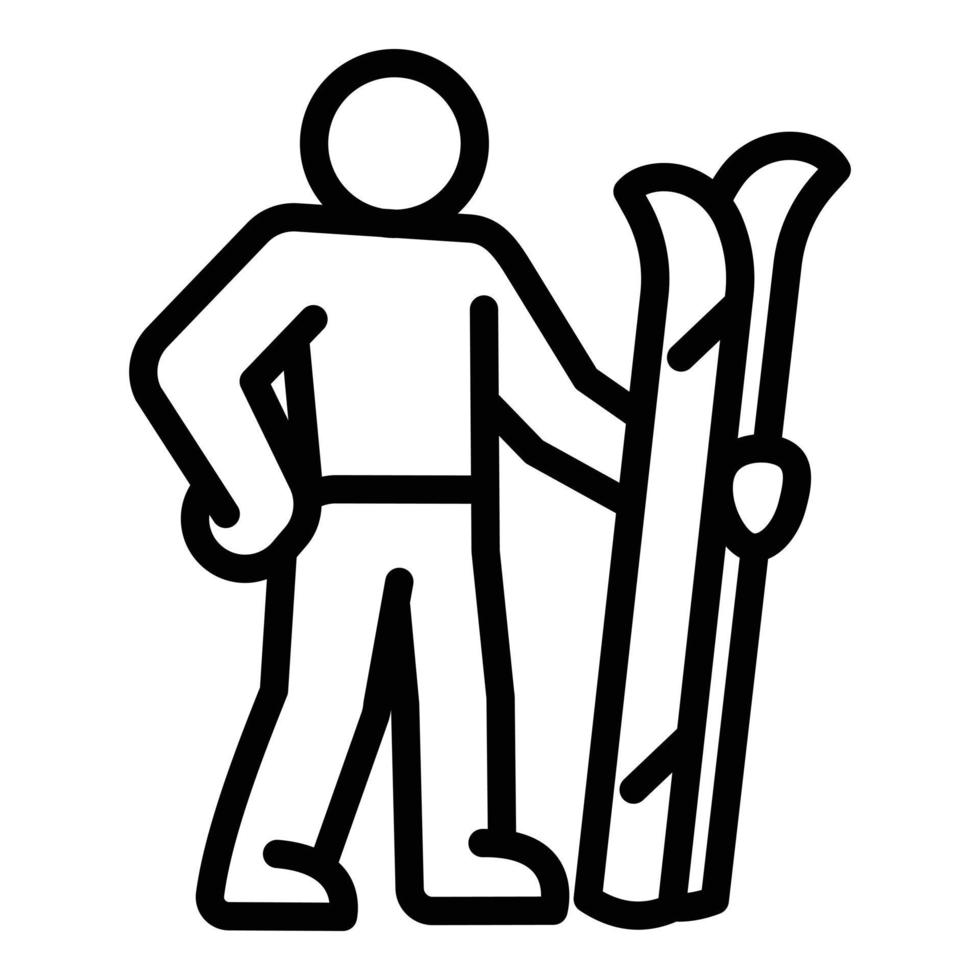 åka skidor sportman ikon, översikt stil vektor