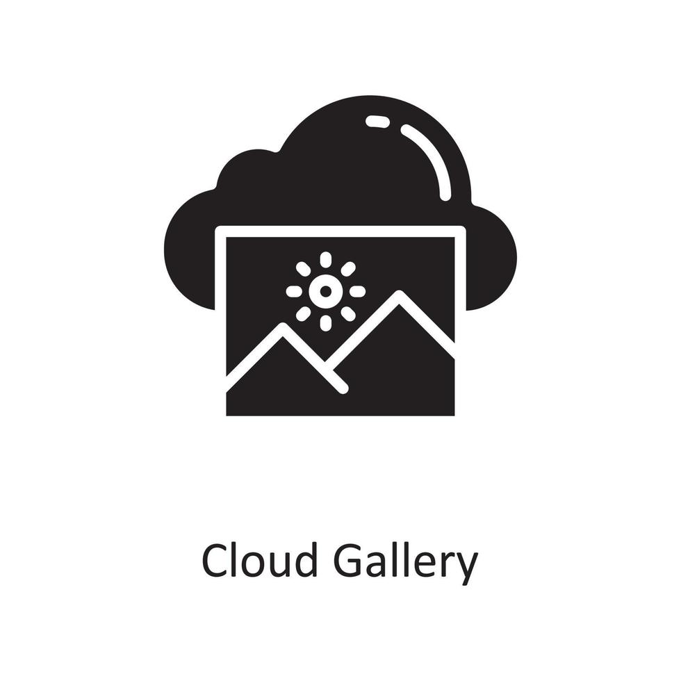 moln Galleri vektor fast ikon design illustration. moln datoranvändning symbol på vit bakgrund eps 10 fil