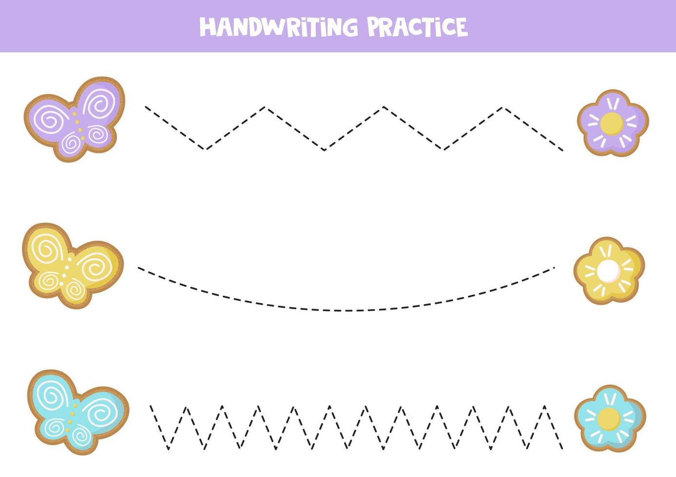 Verfolgen von Linien für Kinder. süße Osterplätzchen. Schreiberfahrung. vektor