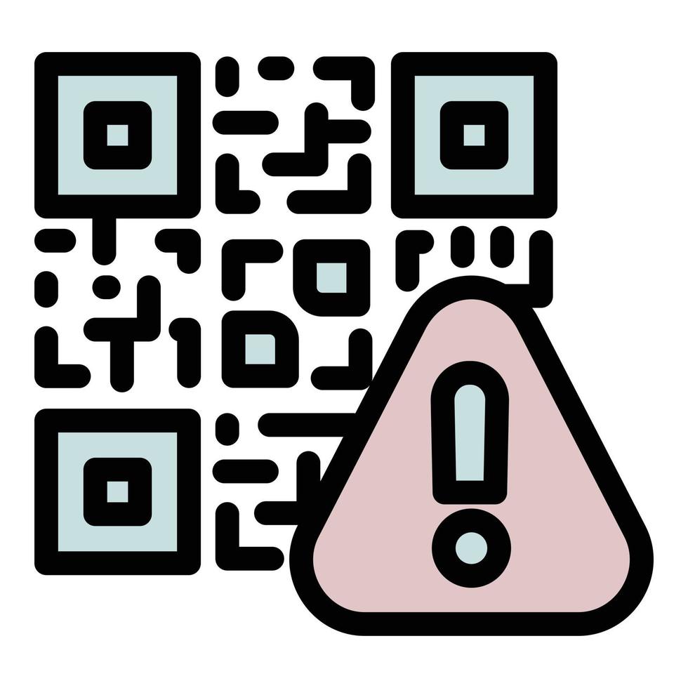 Aufmerksamkeit qr-Code-Symbol-Umrissvektor. Barcode-Zahlung vektor