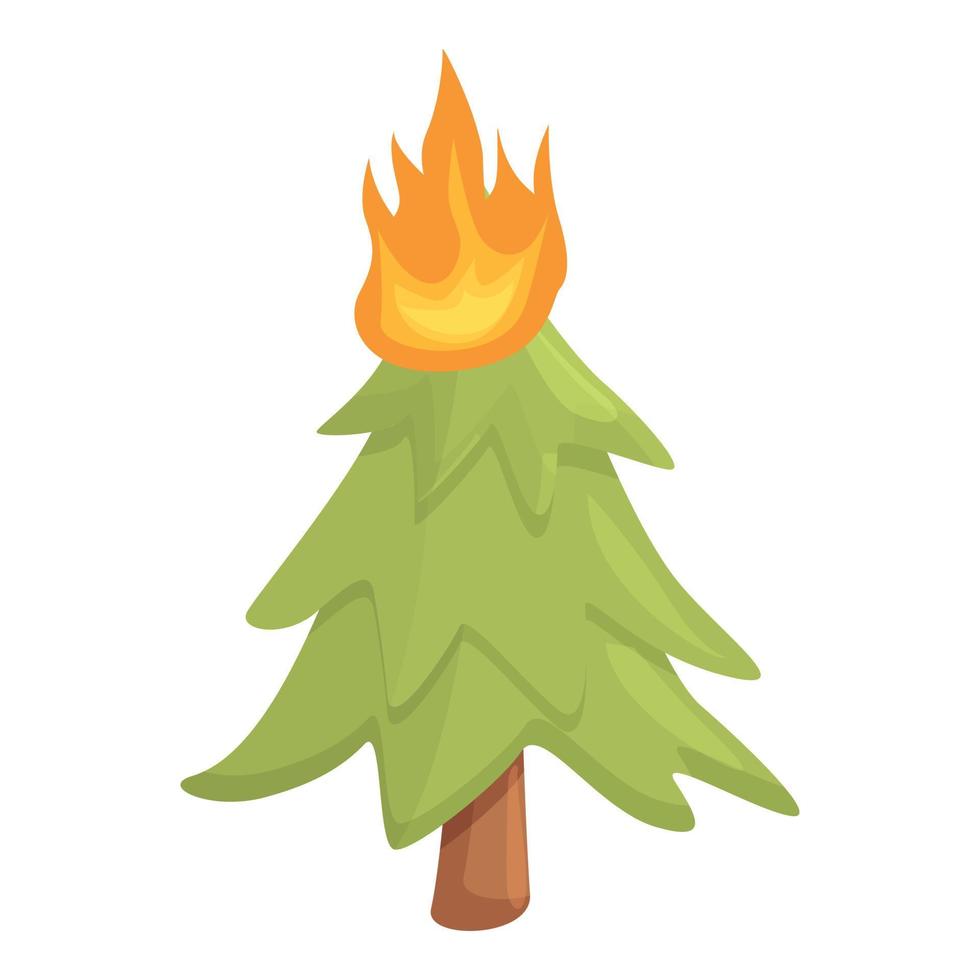 gran träd i flamma ikon, tecknad serie stil vektor