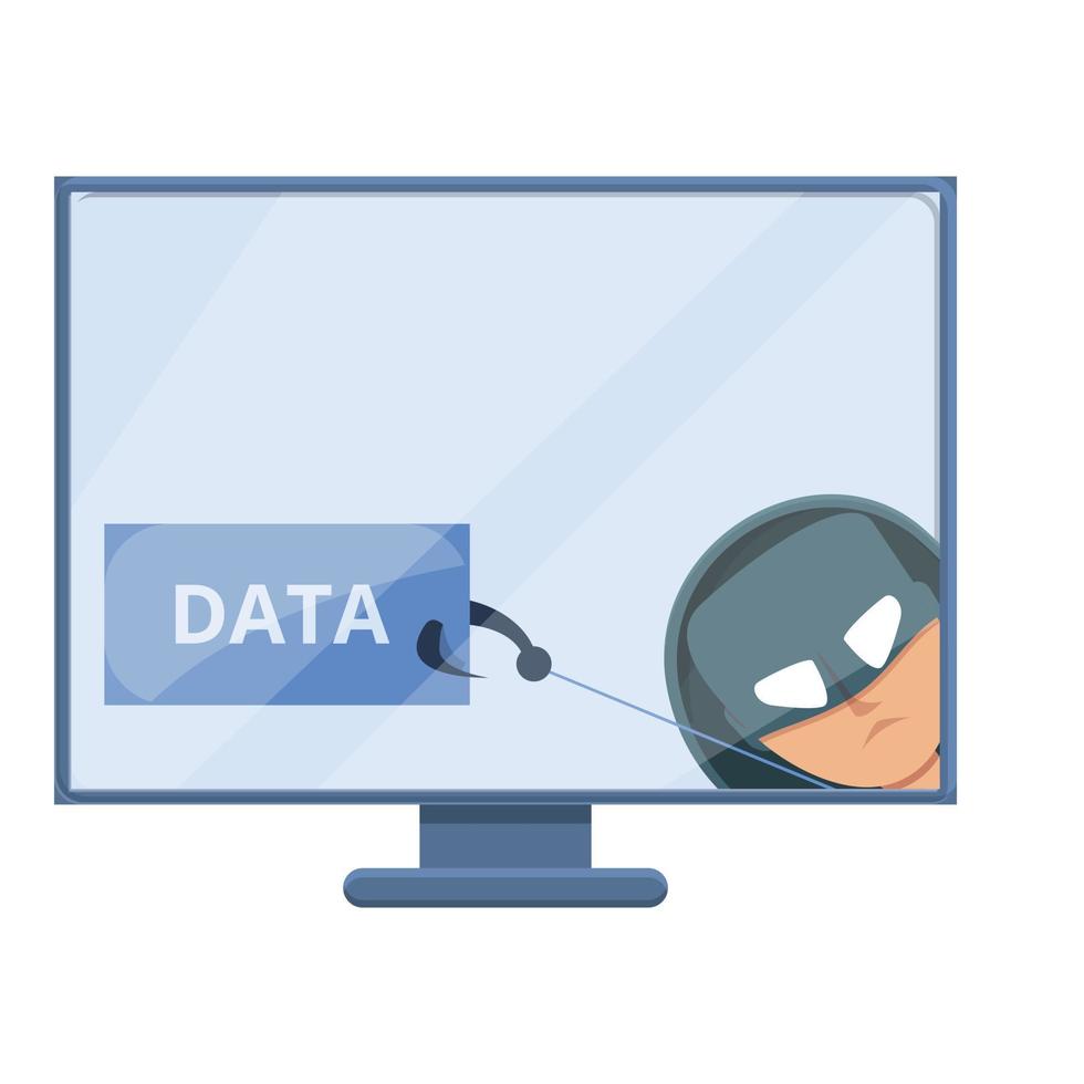 Online-Phishing-Datensymbol, Cartoon-Stil vektor