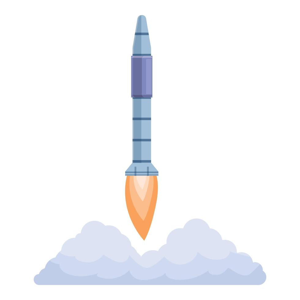 rymdskepp raket lansera ikon, tecknad serie stil vektor