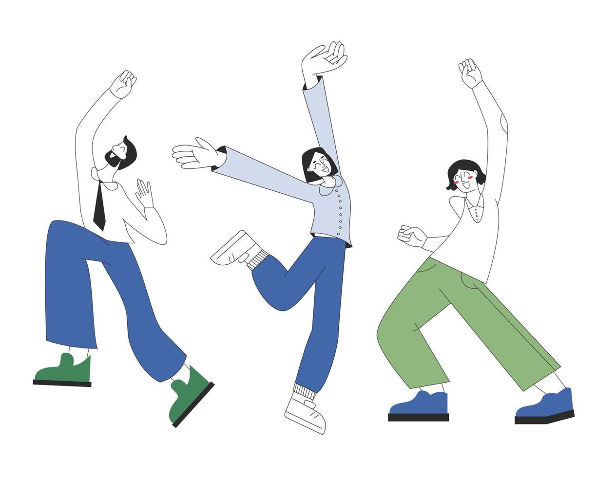 samling av Lycklig människor Hoppar. människor glädjas i Framgång. vektor illustration i platt och översikt stil
