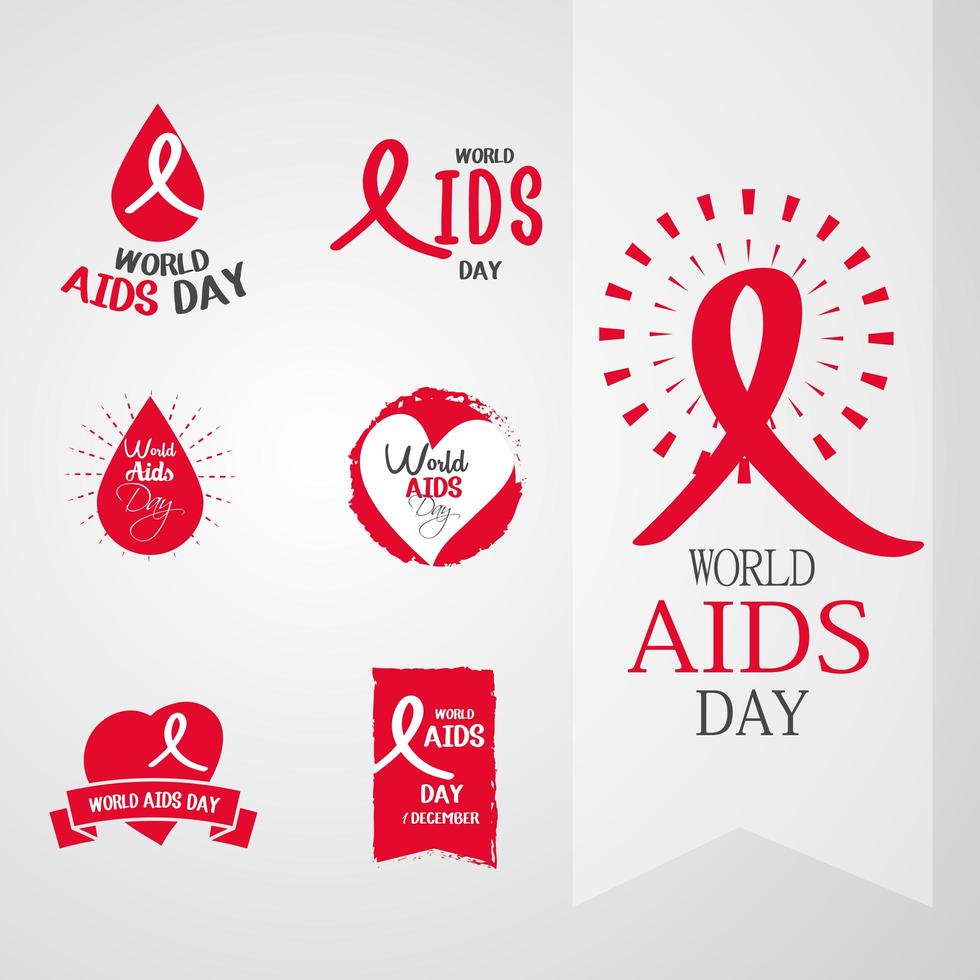 World Aids Day Awareness Icon Collection vektor