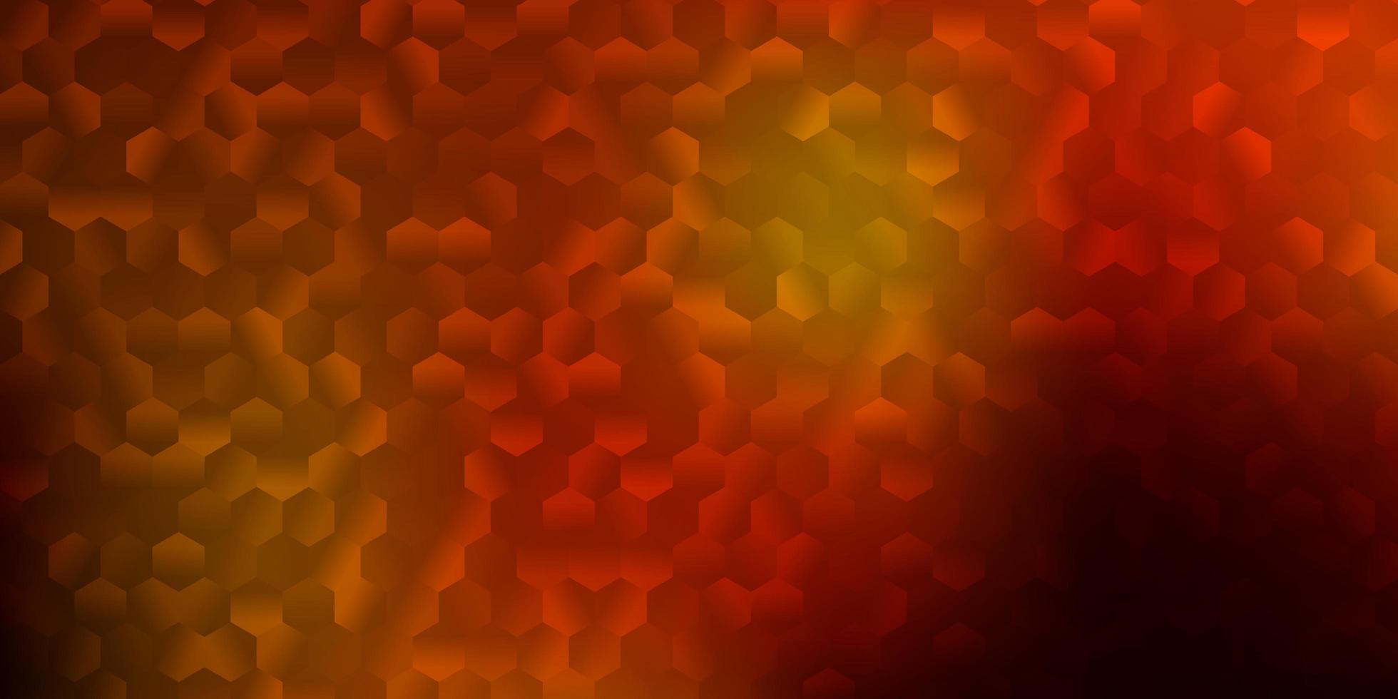 mörk orange layout med former av hexagoner. vektor