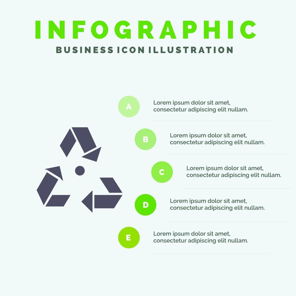 öko ökologie umwelt müll grün solide symbol infografiken 5 schritte präsentation hintergrund vektor