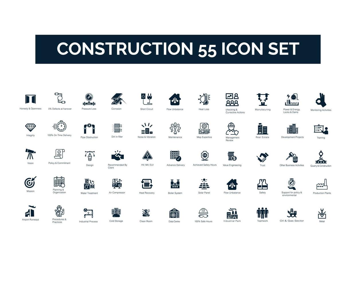 konstruktion 55 ikon uppsättning vektor