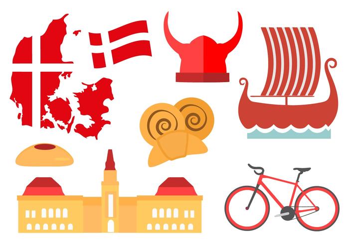 Freies Dänemark Icons und Wahrzeichen Vektor