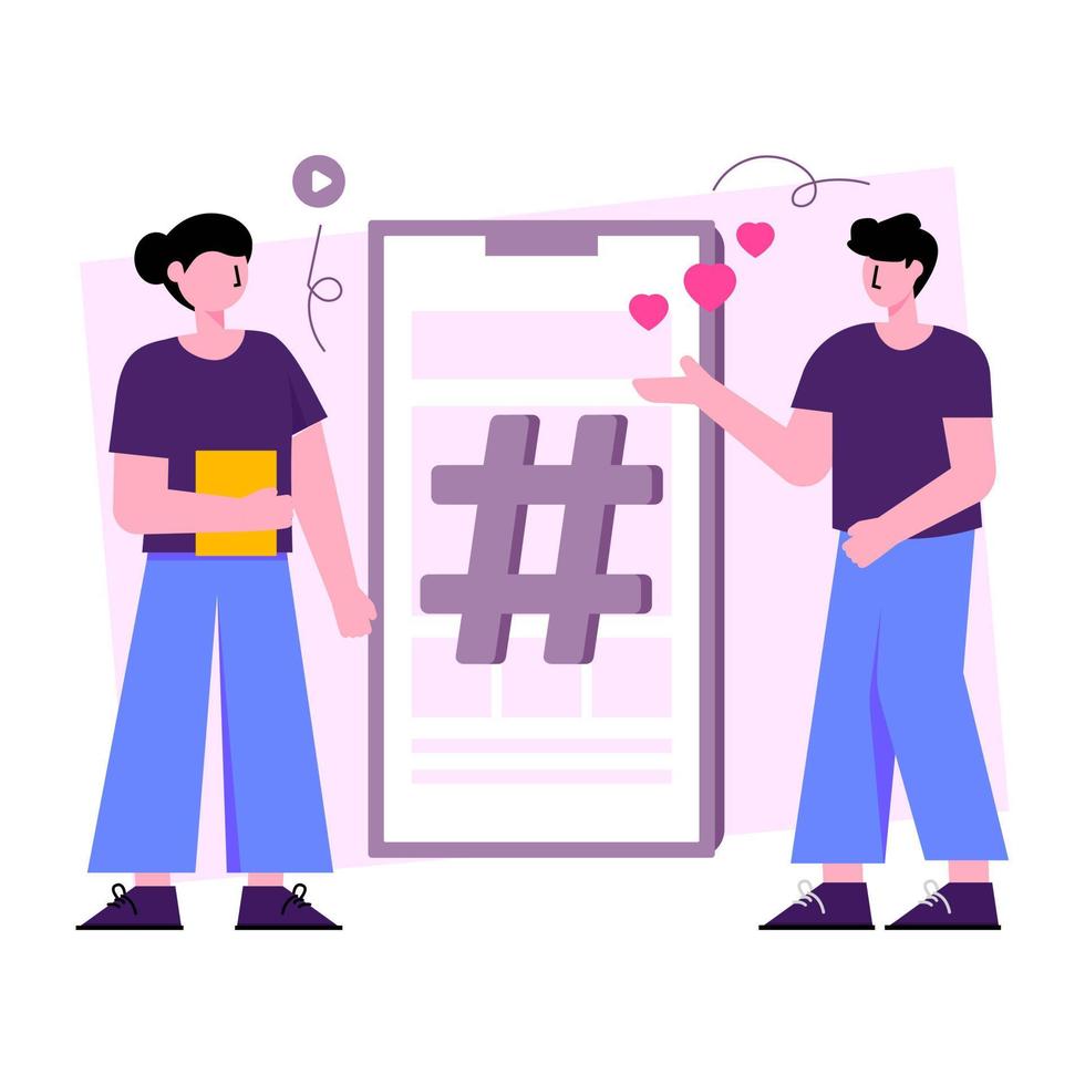 editierbare Designillustration des mobilen Hashtags vektor