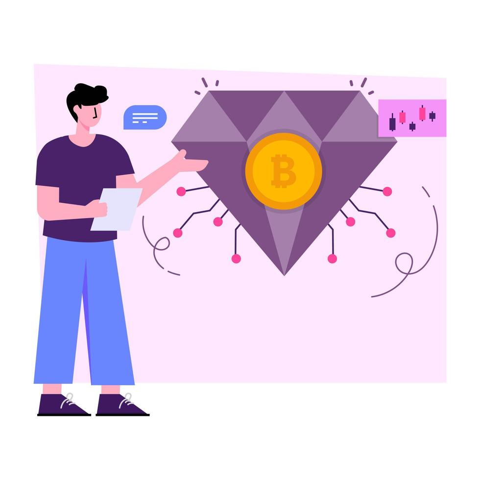 perfekt design illustration av bitcoin diamant vektor