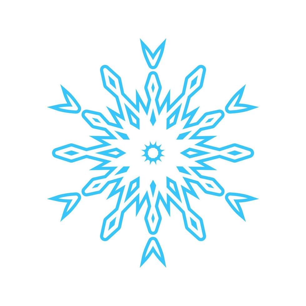 enkel snöflinga tillverkad av blå rader. festlig dekoration för ny år och jul, symbol av vinter, element för design. vektor illustration