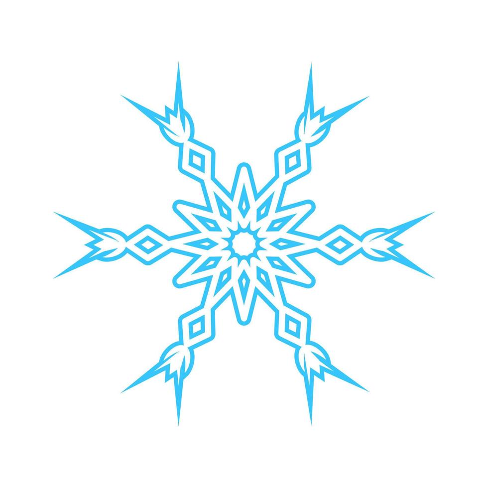 einfache schneeflocke aus blauen linien. festliche dekoration für neujahr und weihnachten, symbol des winters, element für design. Vektor-Illustration vektor