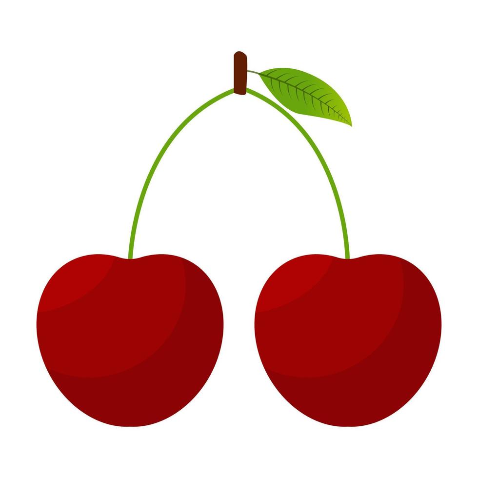 Kirschfruchtikonenkarikatur auf weißem Hintergrund, Vektorillustration. Folge 10. vektor