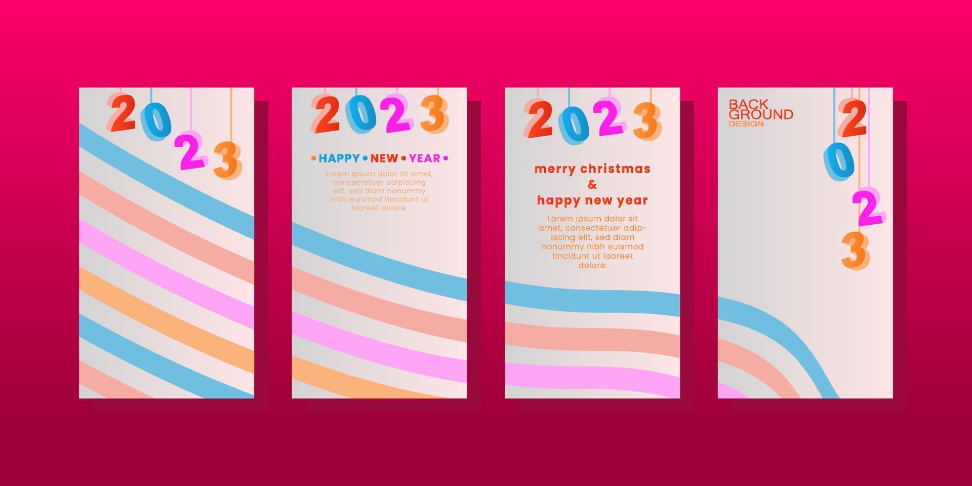 frohes neues jahr 2023 einstellen. weihnachtsplakat, banner, coverkarte, broschüre, flyer, layoutdesign, ect. vektor