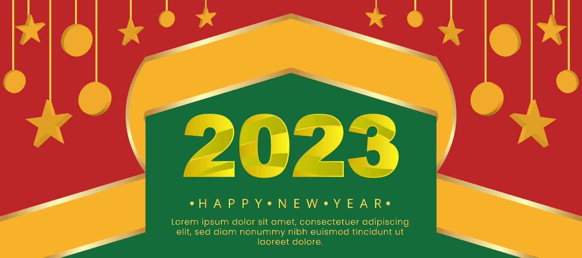 frohe weihnachten und ein gutes neues jahr 2023 mit rotgold. vektor