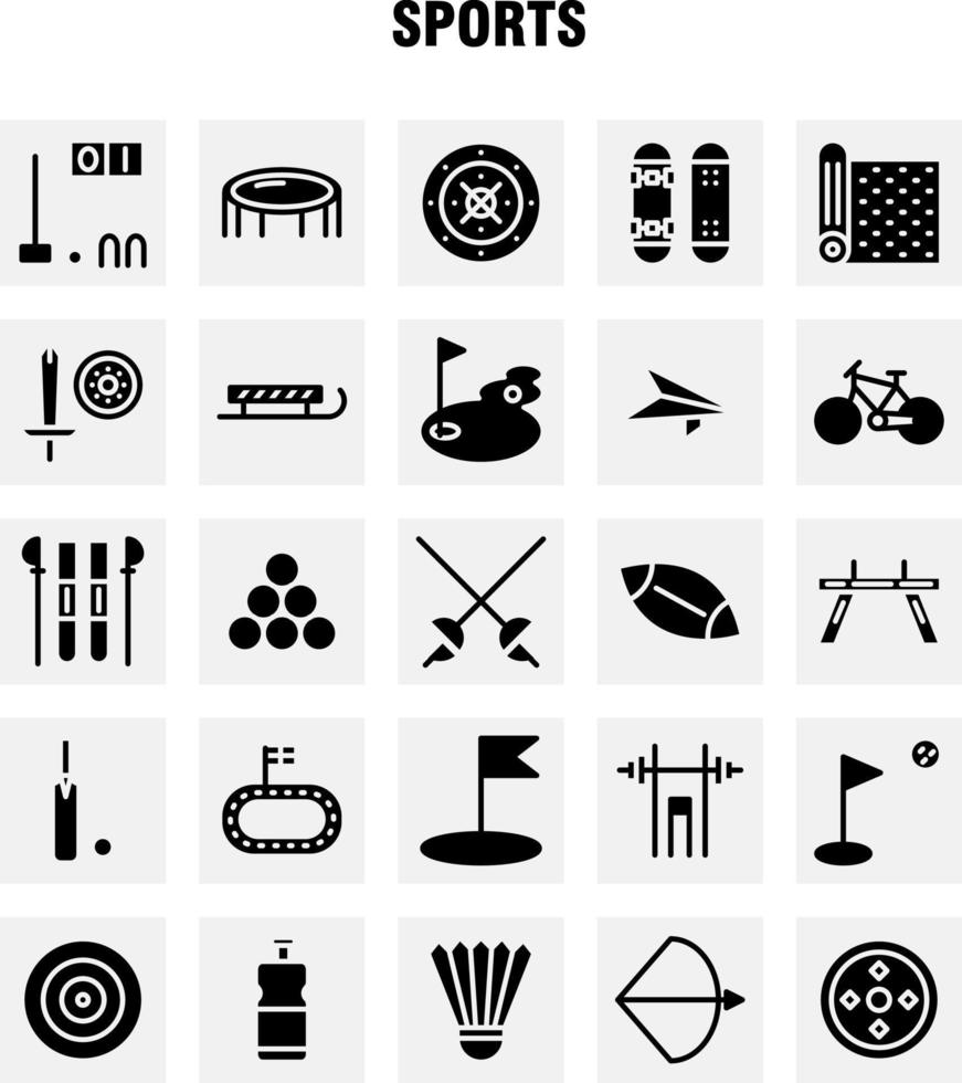 Sport Solid Glyph Icon Pack für Designer und Entwickler Ikonen des Mattensports Sport Yoga Billard Pool Snooker Sport Vektor