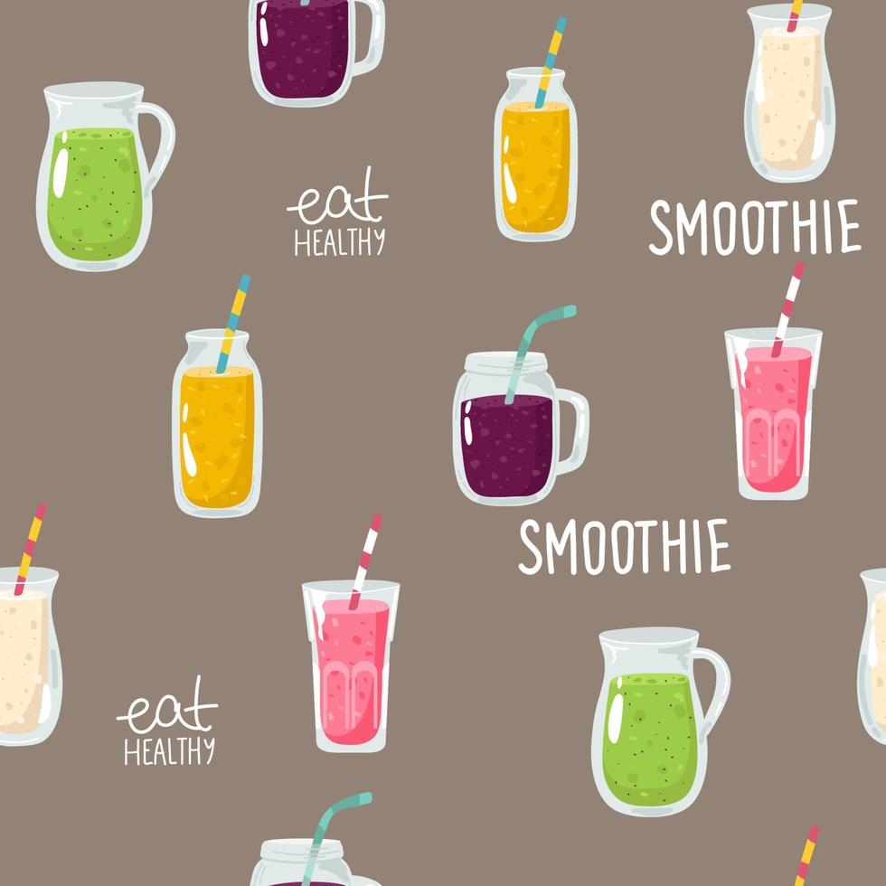 handgezeichnete Vektor abstrakte Sommerzeit organische frische Früchte nahtloses Muster mit Cocktail im Glasflaschenglas, Wassermelone, Zitronenscheibe und Minzblättern in rosafarbenen Farben isoliert auf weißem Hintergrund