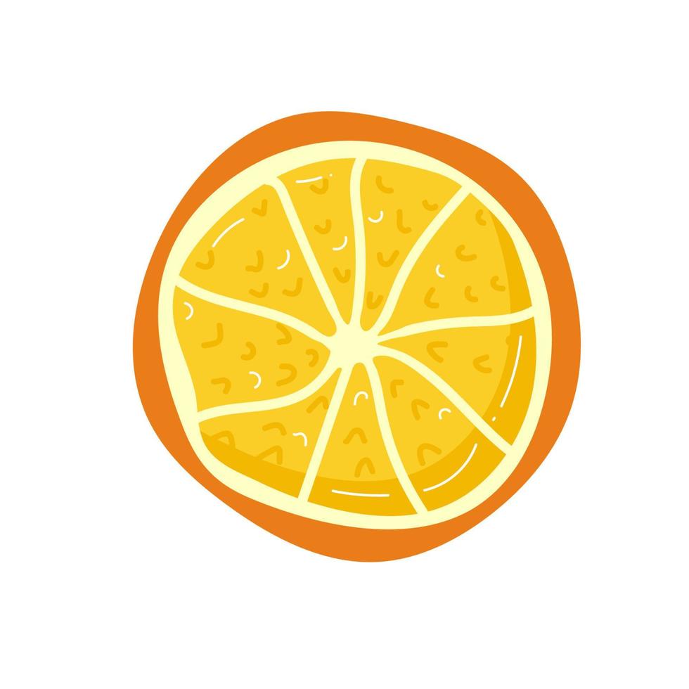 hela, halv, skära skiva och löv orange frukt isolerat på vit bakgrund. mandarin. organisk frukt. tecknad serie stil. vektor illustration för några design.