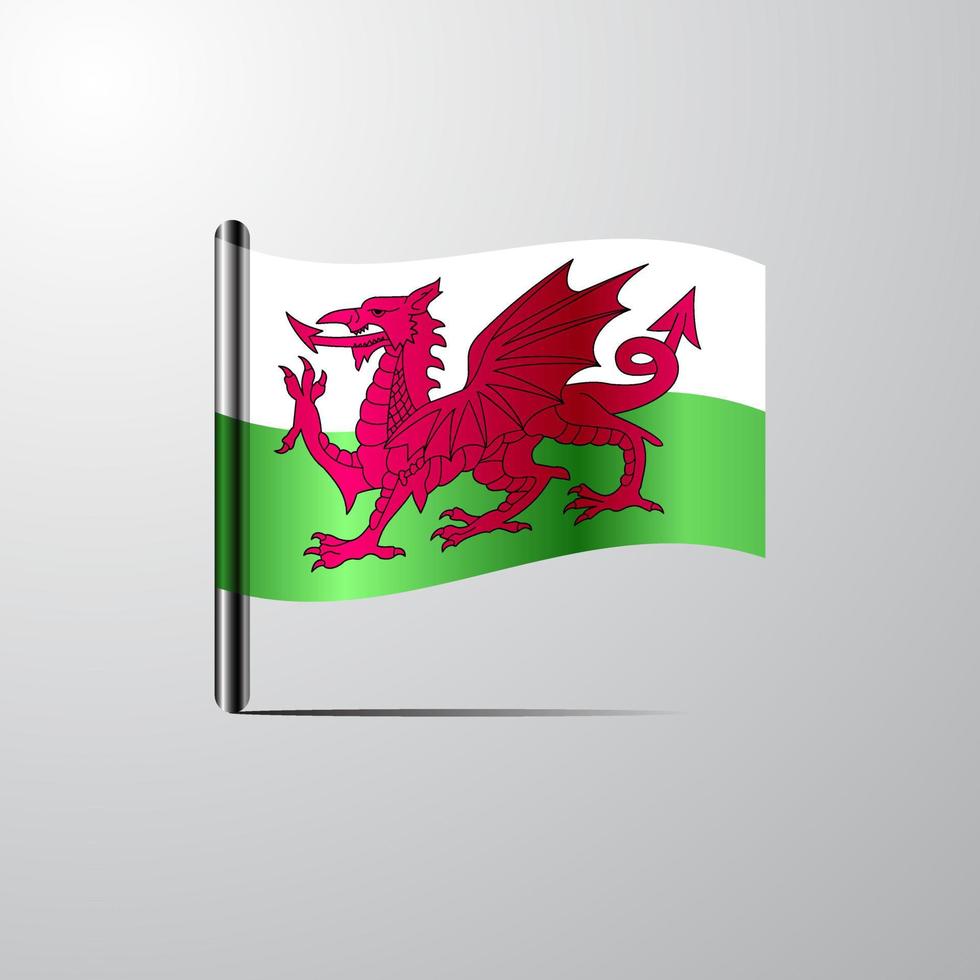 wales schwenkt glänzenden flaggendesignvektor vektor