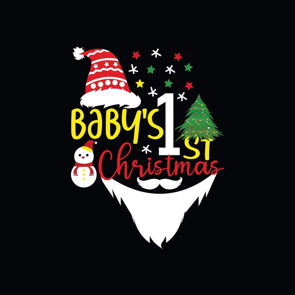 bebis 1:a jul vektor t-shirt mall. jul t-shirt design. kan vara Begagnade för skriva ut muggar, klistermärke mönster, hälsning kort, affischer, påsar, och t-shirts.