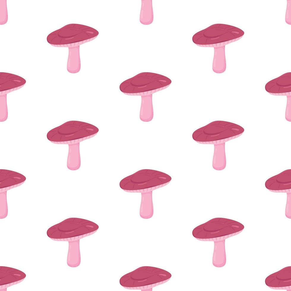 sömlös mönster av svamp. illustration av svampar i schack ordning. svamp russula. vektor