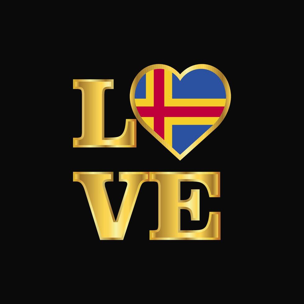 kärlek typografi ett land flagga design vektor guld text