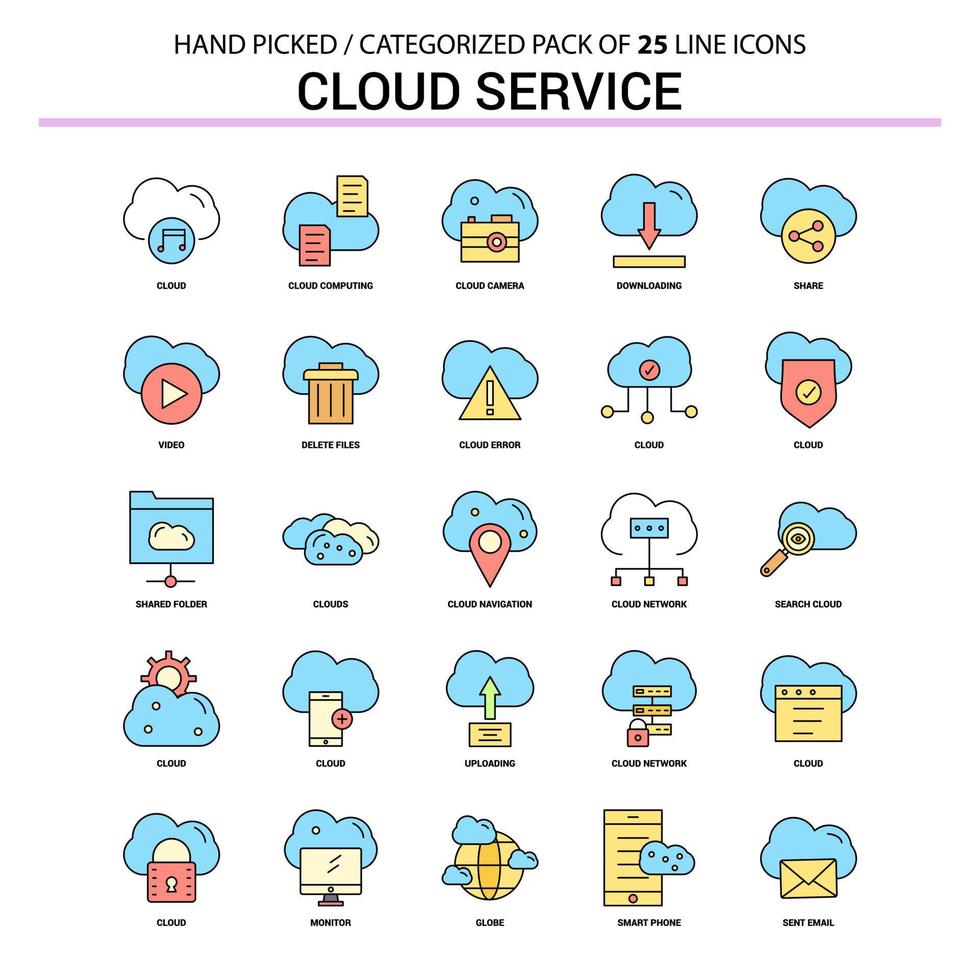 Cloud-Service-Flatline-Icon-Set-Business-Konzept-Icons-Design vektor