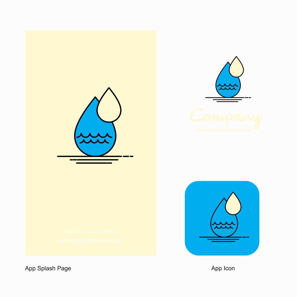 Wassertropfen-Firmenlogo-App-Symbol und Splash-Page-Design kreative Business-App-Designelemente vektor