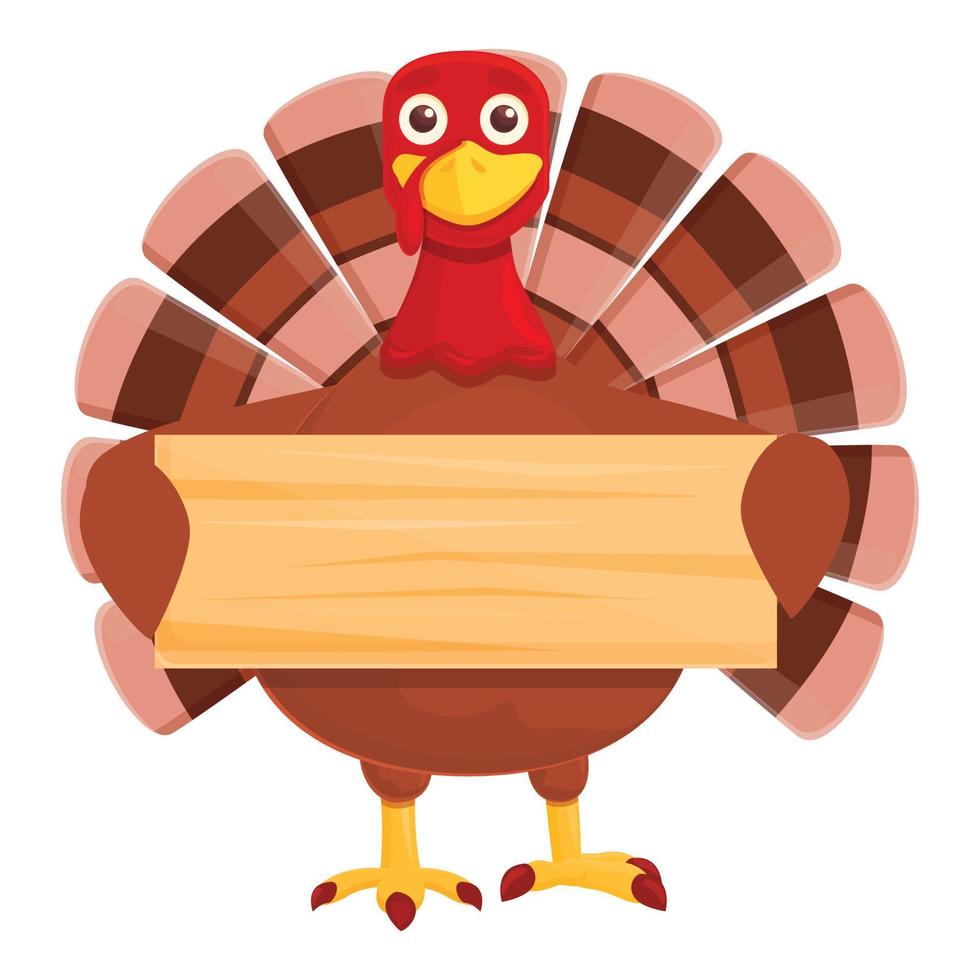 Thanksgiving Truthahn mit Banner-Symbol, Cartoon-Stil vektor