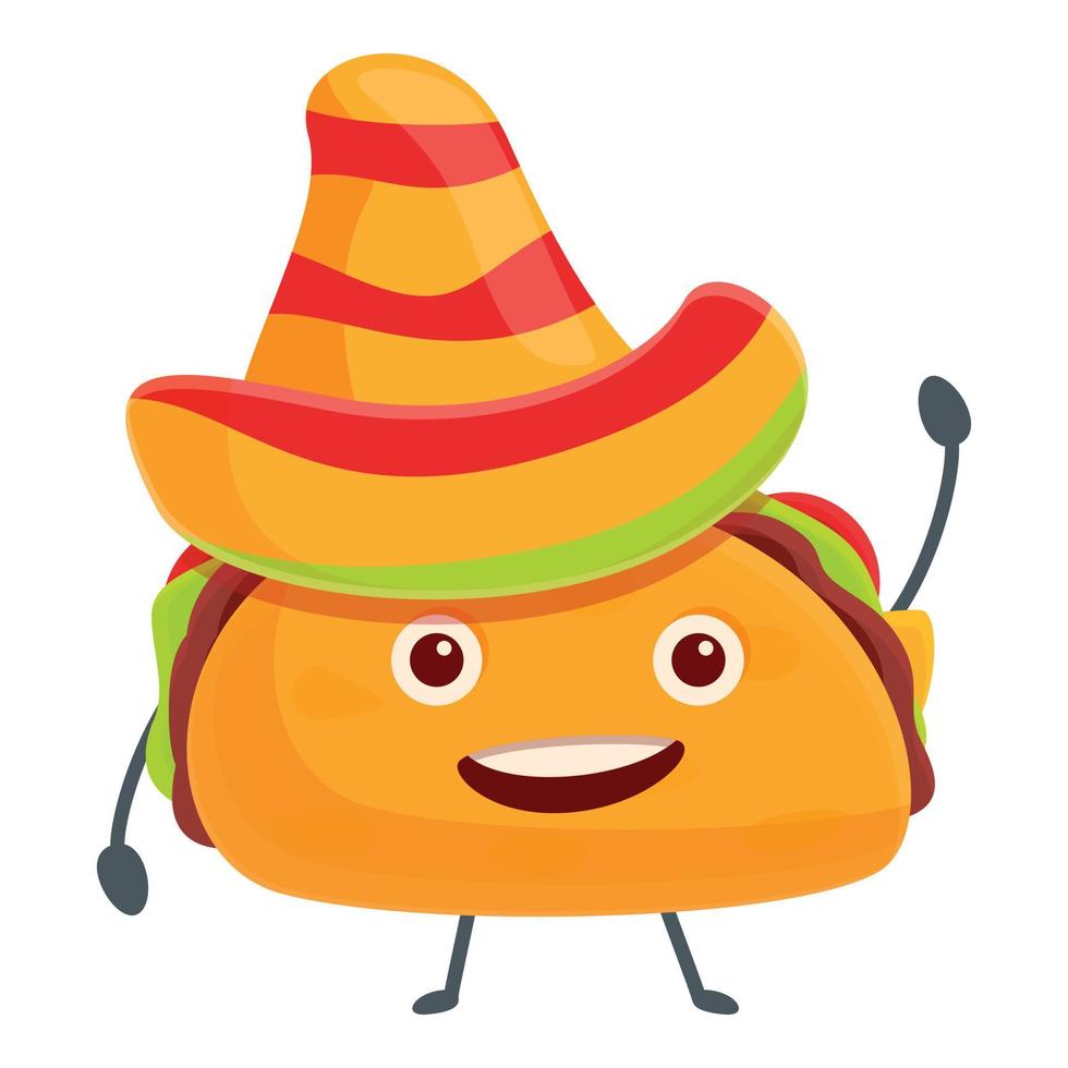 Tacos im Sombrero-Symbol, Cartoon-Stil vektor