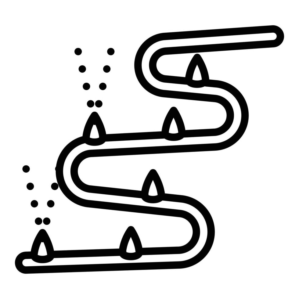 lång slang bevattning ikon, översikt stil vektor