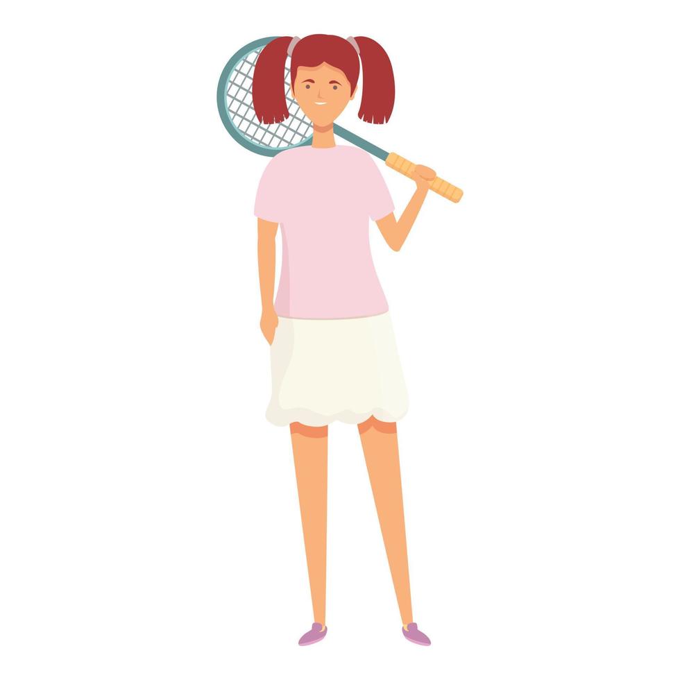tennis flicka ikon tecknad serie vektor. sport skola vektor