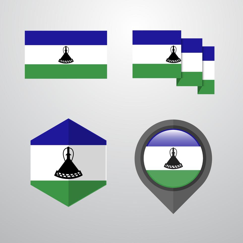 lesotho flagga design uppsättning vektor