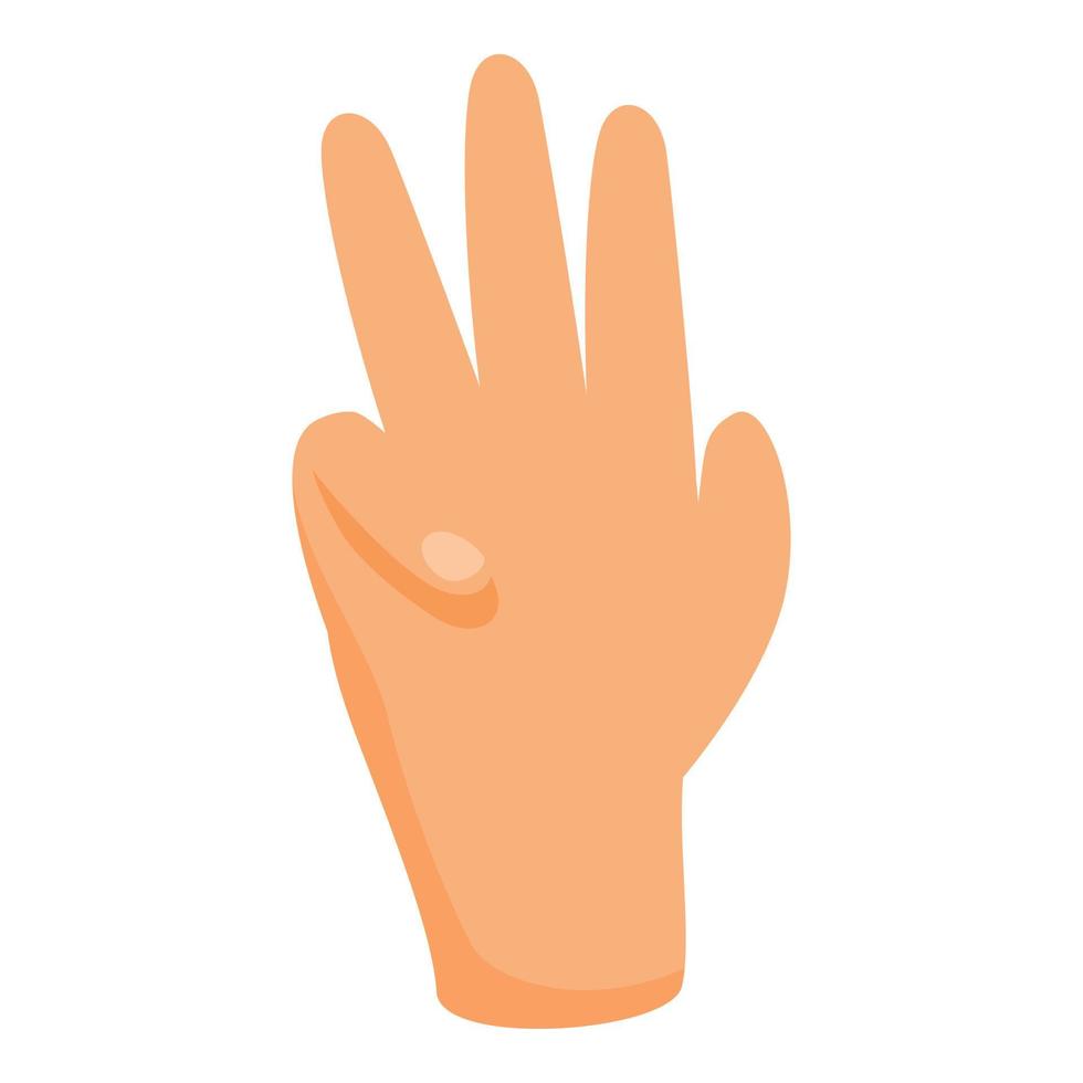 vier Finger Geste Handsymbol, Cartoon-Stil vektor