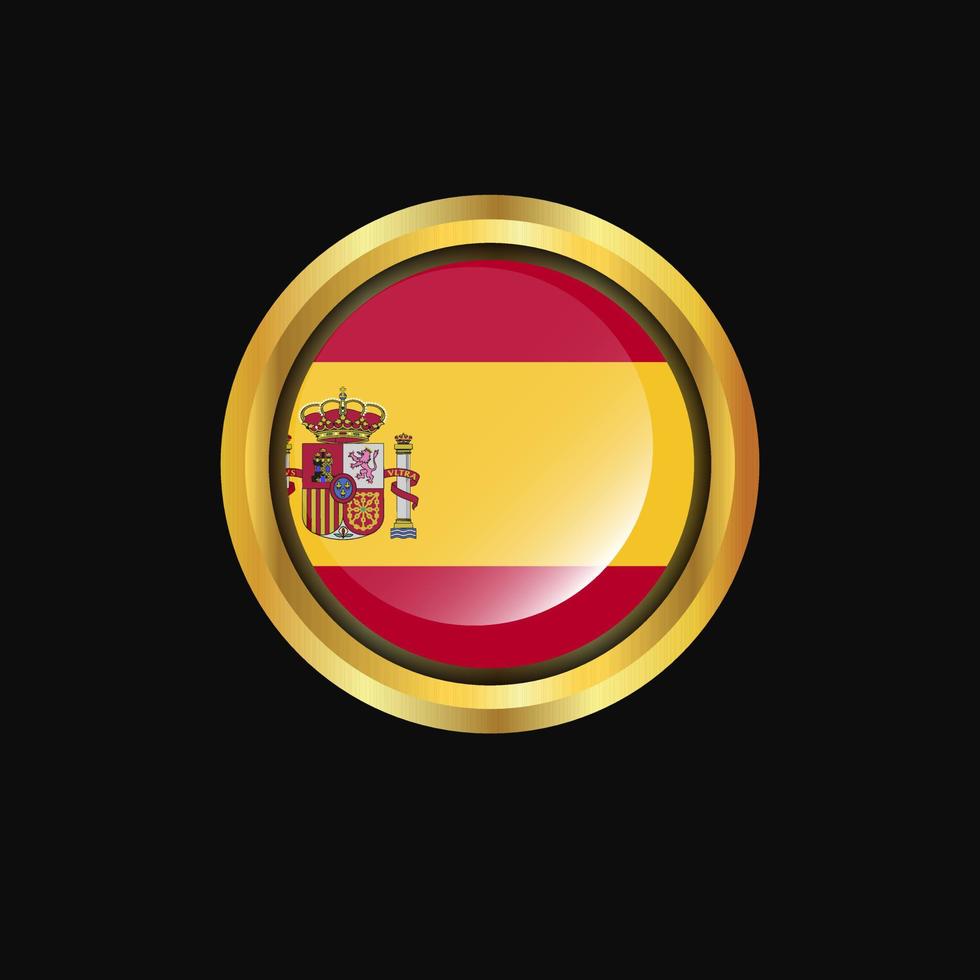 Spanien flagga gyllene knapp vektor