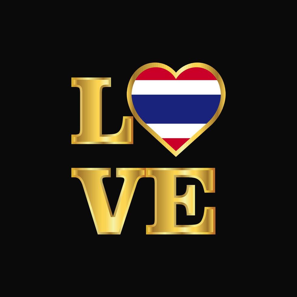 liebe typografie thailand flag design vektorgoldbeschriftung vektor