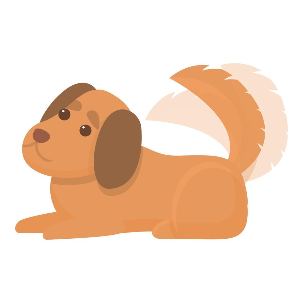 söt lekfull hund ikon, tecknad serie stil vektor
