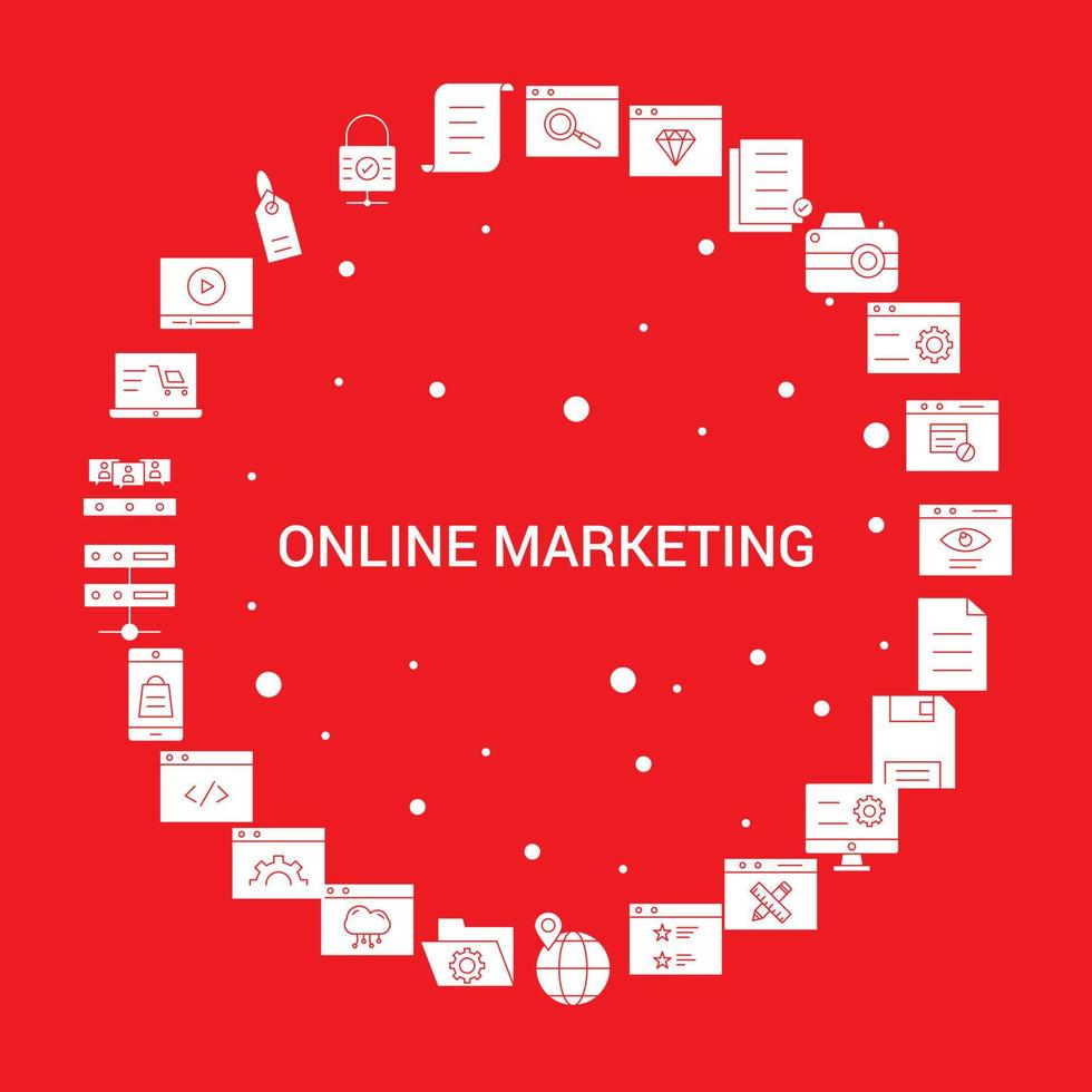 Online-Marketing-Icon-Set Infografik-Vektorvorlage vektor