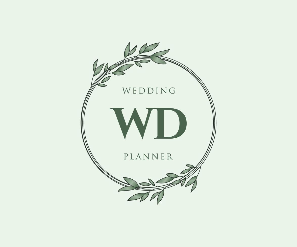 wd initialen brief hochzeitsmonogramm logos sammlung, handgezeichnete moderne minimalistische und florale vorlagen für einladungskarten, save the date, elegante identität für restaurant, boutique, café im vektor