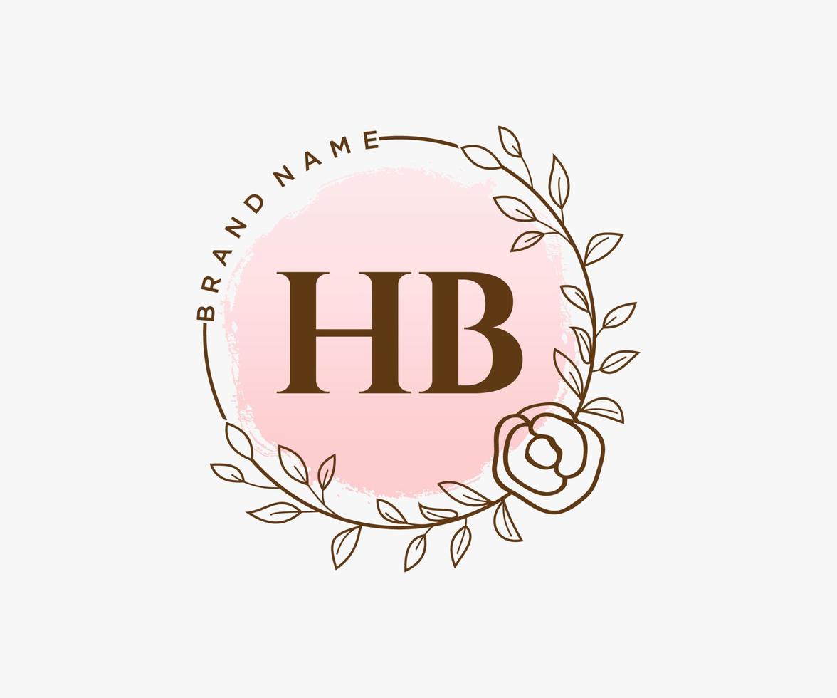 första hb feminin logotyp. användbar för natur, salong, spa, kosmetisk och skönhet logotyper. platt vektor logotyp design mall element.