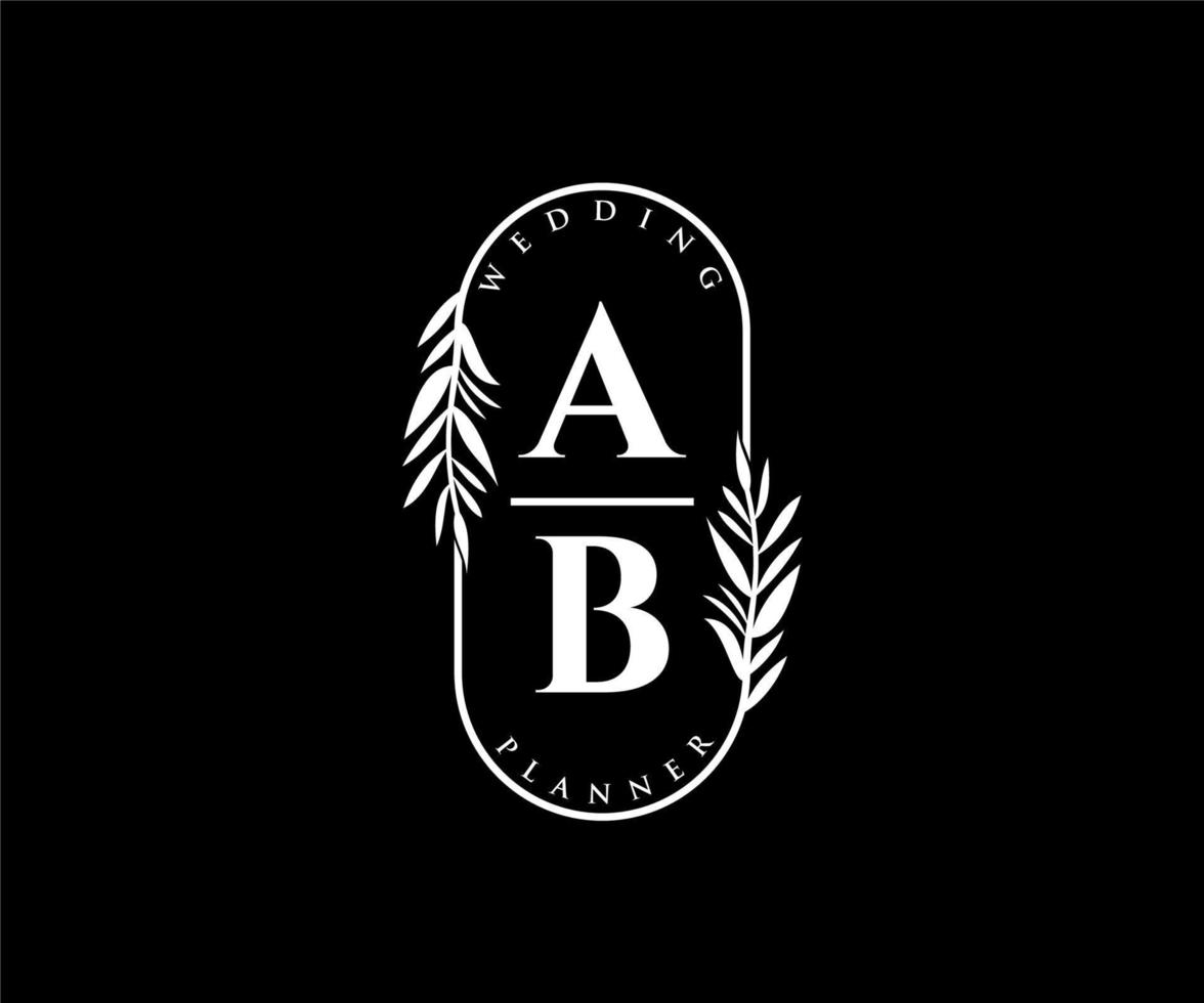 ab initialer brev bröllop monogram logotyper samling, hand dragen modern minimalistisk och blommig mallar för inbjudan kort, spara de datum, elegant identitet för restaurang, boutique, Kafé i vektor