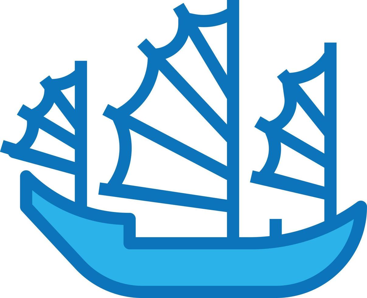 skräp fartyg kinesisk Kina båt - blå ikon vektor