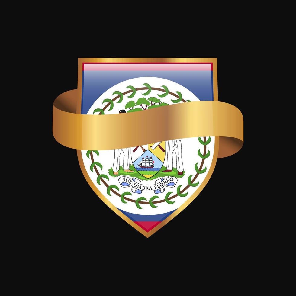 Designvektor für goldenes Abzeichen der Belize-Flagge vektor