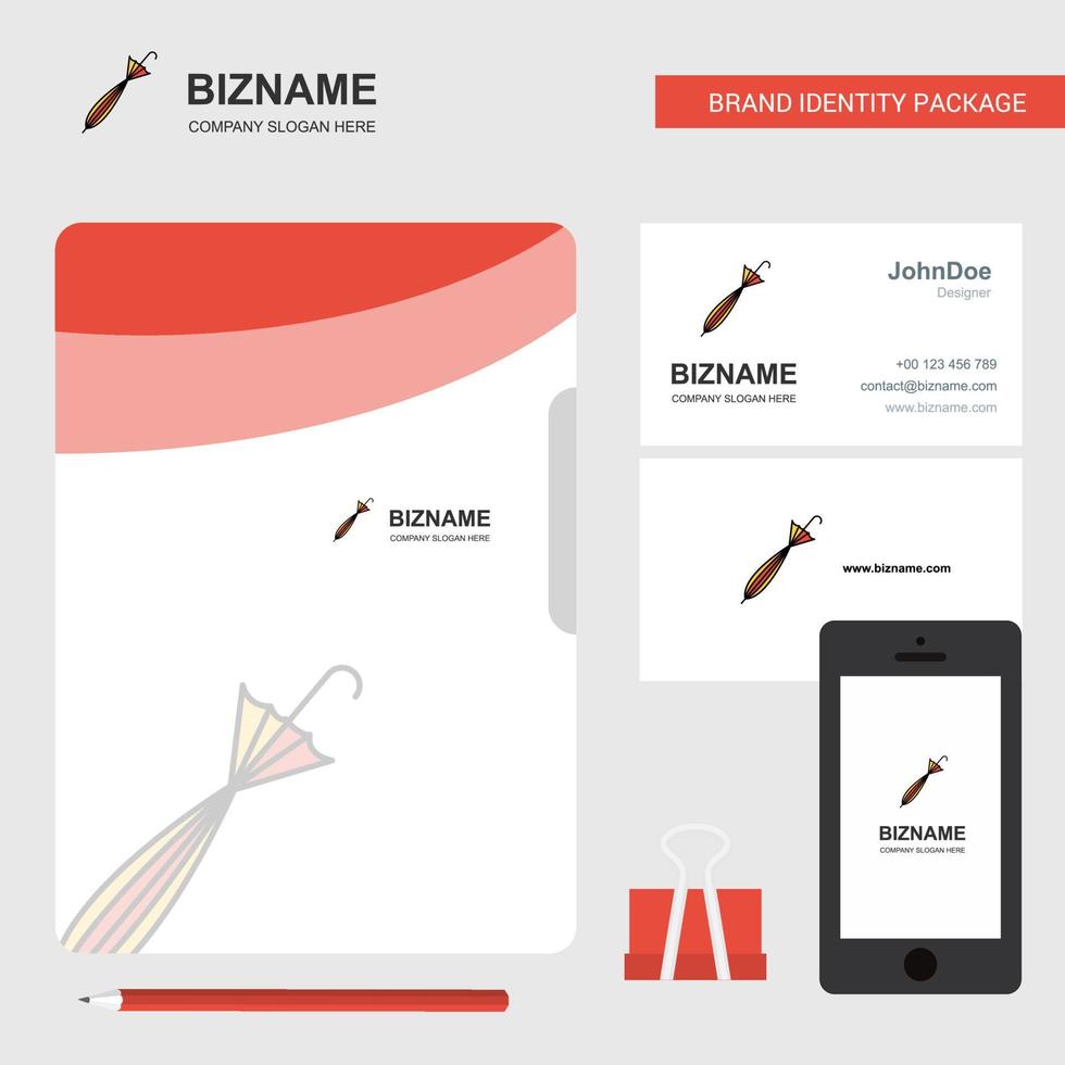 paraply företag logotyp fil omslag besöker kort och mobil app design vektor illustration