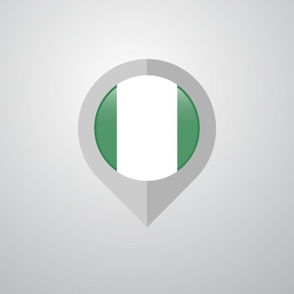 Kartennavigationszeiger mit Nigeria-Flaggendesignvektor vektor