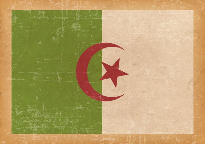 Algeriets flagga Old Grunge Bakgrund vektor